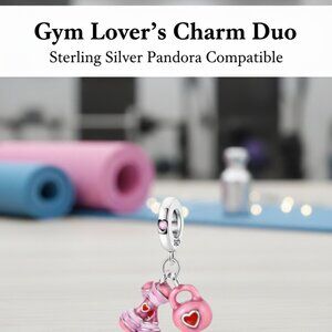 Charm for Bracelet Sterling Silver 925 dumbbells